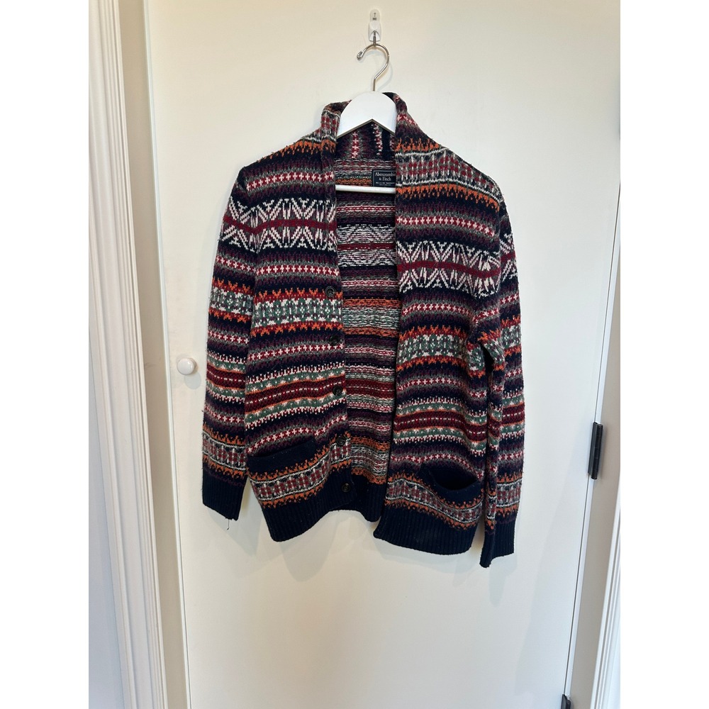 Abercrombie Fitch Women's Fair Isle Shawl Collar Cardigan Sweater Size M